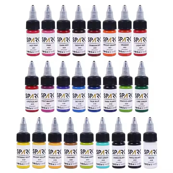 50 färguppsättning gnista grossist organiskt bästa pigment 1 oz 30 ml disponibla professionell flasksmakeup tillfällig bläck tatuering