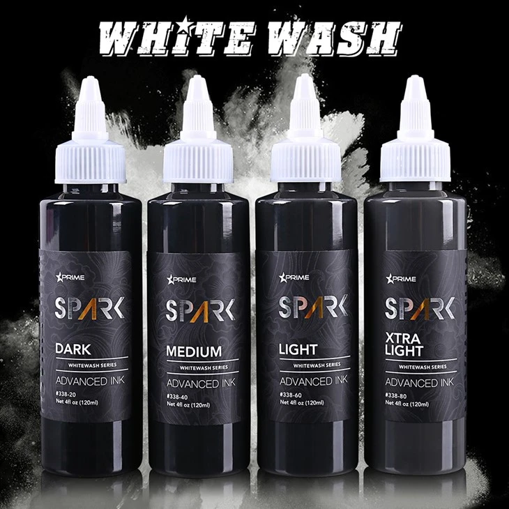 Spark Professional uppsättning av 4oz organiska svarta och vitkalk tatueringsfärg för kroppskonst