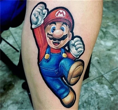 Mario Bross Tattoo Gjord av @ nacho_serrano_2012 Från Argentina med #sparkcar...