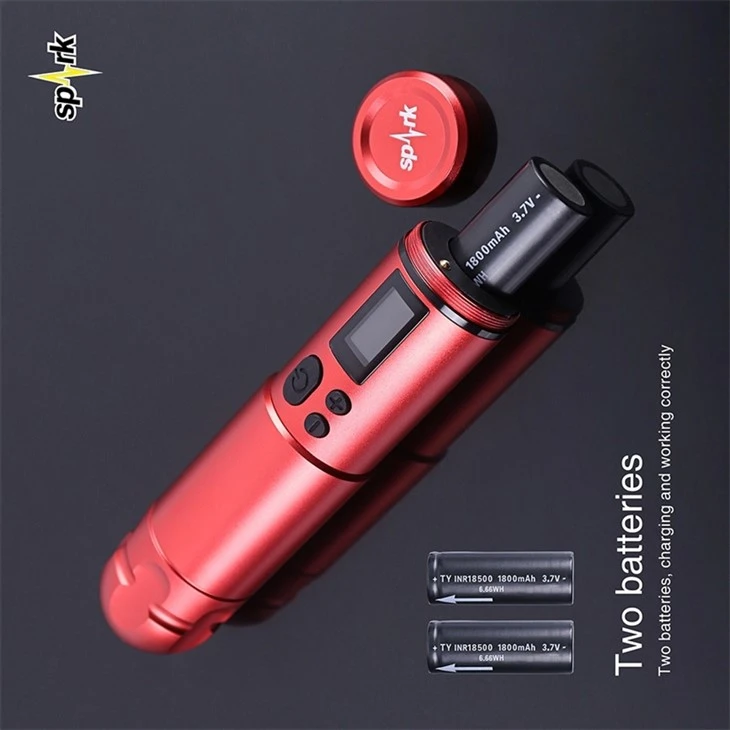 Professionell Penna Tatuering Maskin 2 Batterier Gnista Trådlös Tatuering Maskin