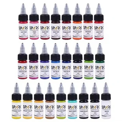 50 färguppsättning gnista grossist organiskt bästa pigment 1 oz 30 ml disponibla professionell flasksmakeup tillfällig bläck tatuering