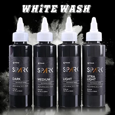 Spark Professional 4oz Organic Bright and Long - varaktig vitkalk tatueringsfärg för tatuering
