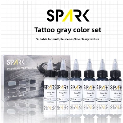 Professionell anpassad permanent makeup bläckuppsättning Spark Gray 30 ml/1oz Organisk tatueringsfärg för tatueringskonstnärer