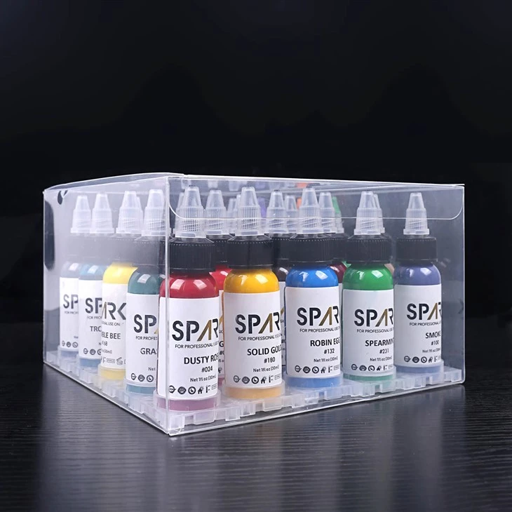 Spark 25 flaskor Tatuering Ink Set 1 oz 30 ml 25 Räkna varje set 66 färger att välja mellan