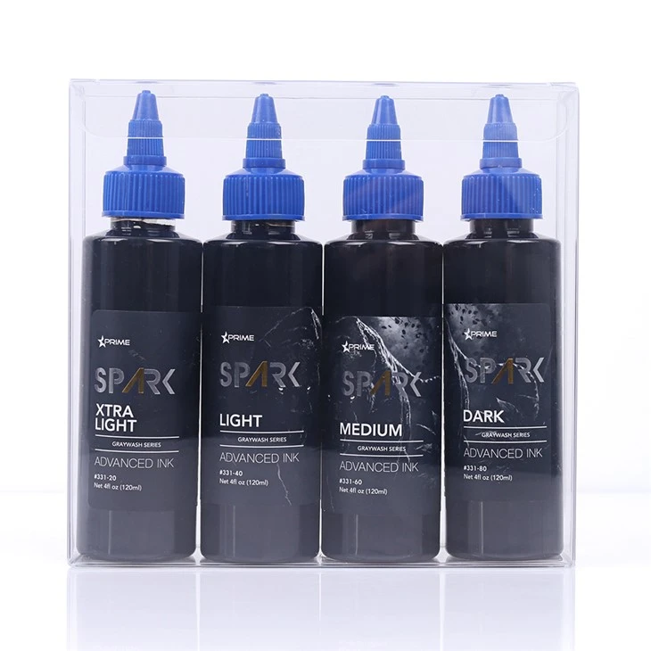 Spark nyaste 4oz*4 grå tvättuppsättning vattentät tillfällig tatueringsfärg