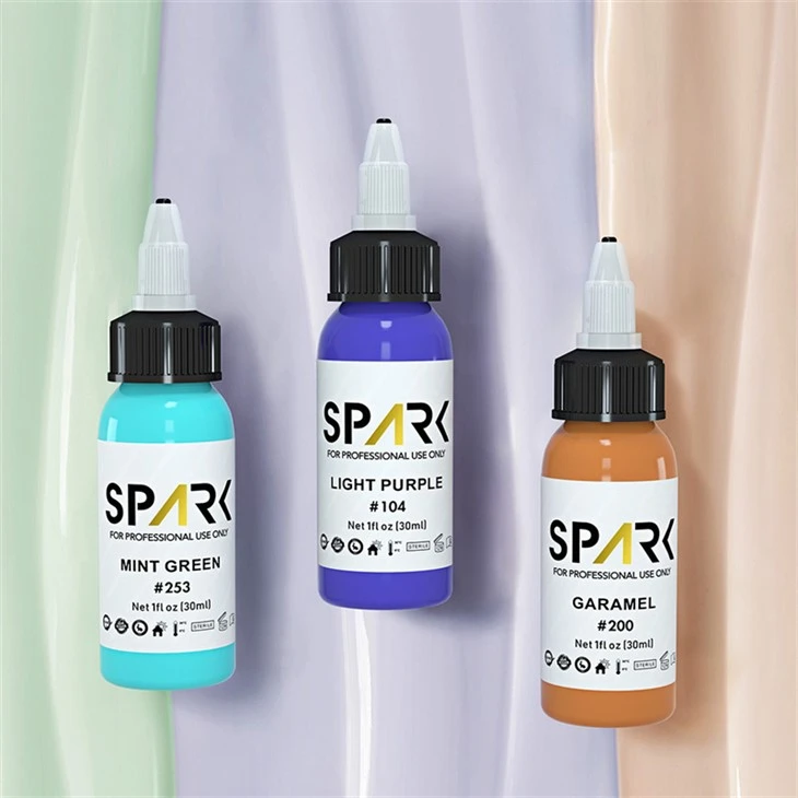 25 Color Set Spark Tattoo Ink Real Dark Gloss Black Spark