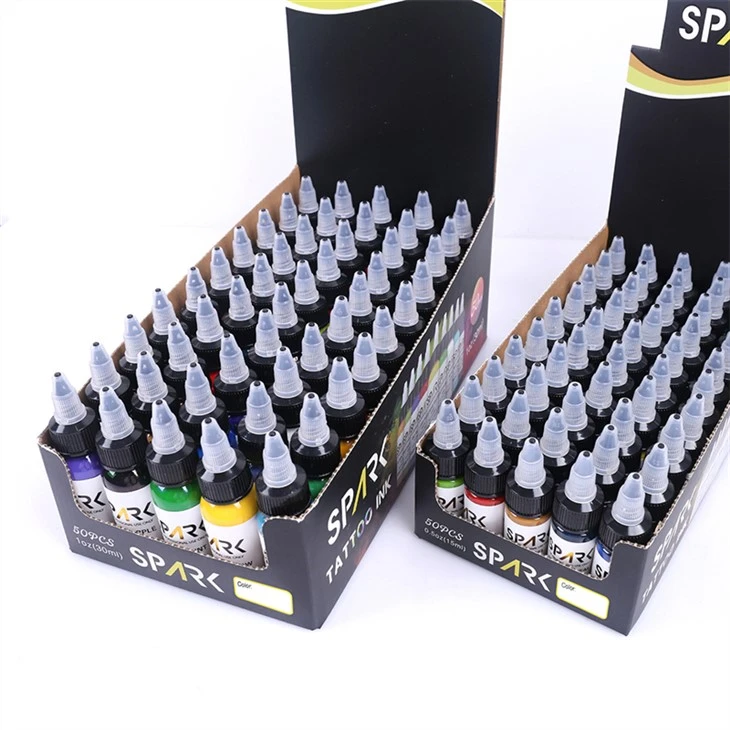 50 färguppsättningar Tattoo Ink Real Dark Gloss Black Spark Tattoo Ink