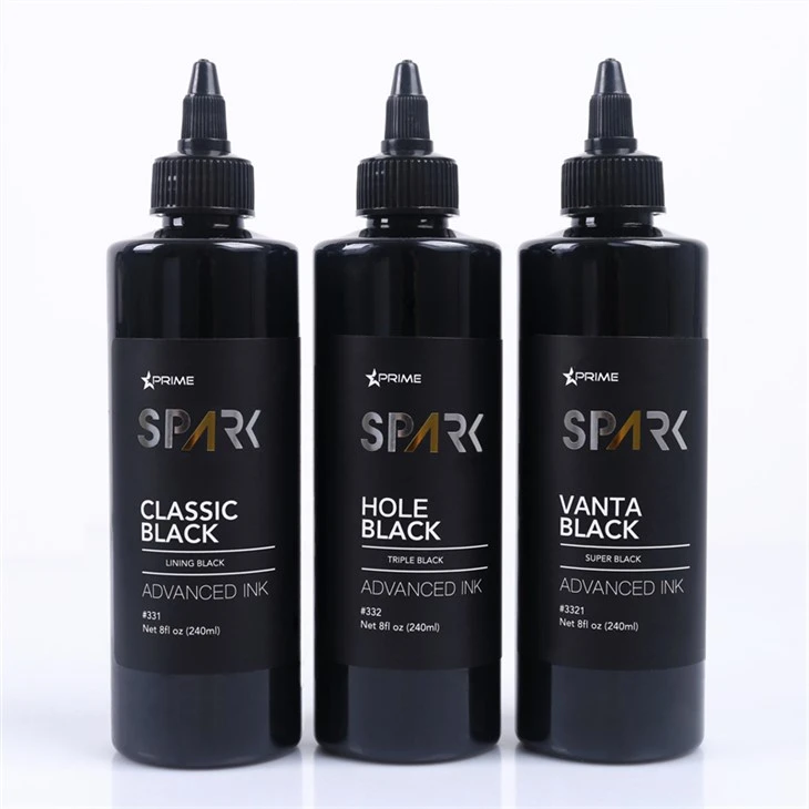 8OZ Black Ink Series Classic Black Foder Black Spark Tattoo Ink Professionell Tattoo Ink Display